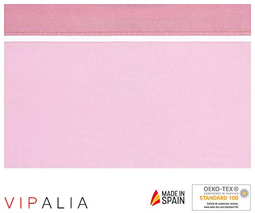 Vipalia Juego de Sabanas 3 Piezas. Bicolor Lisas 100% Poliester. Encimera, Bajera Ajustable y Funda Almohada. Diseño y Calidad. Evoque. Color Rosa Claro/Rosa Oscuro. Cama 90 cm