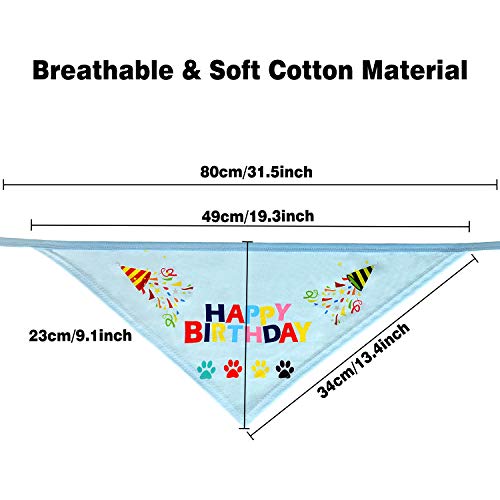 VIPITH Bandana de cumpleaños para perro, bufanda triángulo de algodón con lindo sombrero de fiesta de cumpleaños para perritos, gran disfraz de cumpleaños para perro, regalo y decoración de fiesta