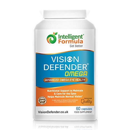 VISION DEFENDER OMEGA Suplemento para los ojos: para la salud ocular y ojos secos, aceite de pescado Omega-3 puro de alta resistencia de 1000 mg (400 mg de EPA, 200 mg de DHA por cápsula) 60 cápsulas