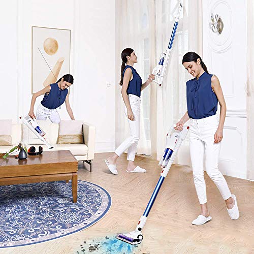 Vistefly V10 Aspiradora Escoba sin Cable, 22KPA,250W, Batería Extraíble y Autonomía 40 min, Aspiradora de Mano sin Bolsas 4 en 1, Filtro HEPA, Cabezal LED