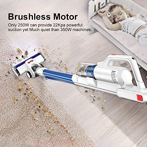 Vistefly V10 Aspiradora Escoba sin Cable, 22KPA,250W, Batería Extraíble y Autonomía 40 min, Aspiradora de Mano sin Bolsas 4 en 1, Filtro HEPA, Cabezal LED