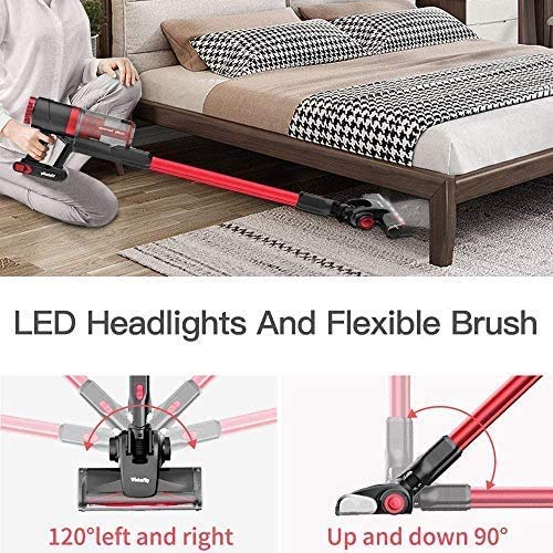 Vistefly VX Aspiradora sin Cable, 23kPA Potente, 250W, Batería Extraíble 2200mAh, 3 Niveles de Succión, 1.2L, Aspiradora de Mano sin Bolsa 2 en 1, Filtro HEPA, Cepillos con LED