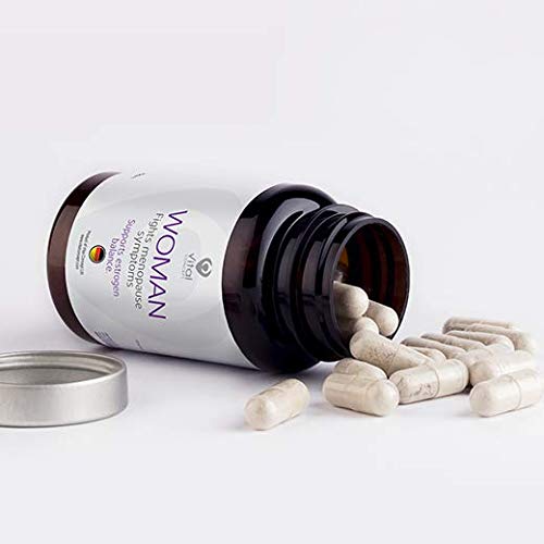 Vital Concept Woman - Apoyo efectivo para la menopausia. 100 mg de isoflavona. Extractos de soja, trébol rojo, Rhodiola Rosea. Ayuda con sofocos, insomnio, sudores nocturnos, dolores de cabeza. 60 gorras, 30 días