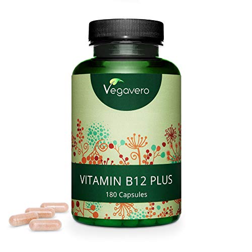 Vitamina B12 PLUS Vegavero® | Calidad Superior: Las 2 Formas Activas + Ácido Fólico + B6 + Colina | Vegana & Sin Aditivos | Energía + Sistema Nervioso + Cansancio & Fatiga* | 180 Cápsulas