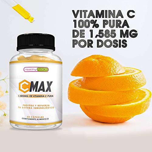 Vitamina C 1.585mg para proteger y reforzar el sistema inmunológico | Vitamina C pura microencapsulada | Mantiene las defensas fuertes | Protege las células del daño oxidativo | 60 cápsulas