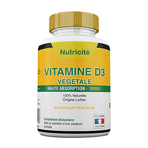 Vitamina d3 1000 ui de nutricite-bio - Alivia los dolores articulares y óseos - Estimula la energía y la moral - Un suplemento natural de vitamina D3