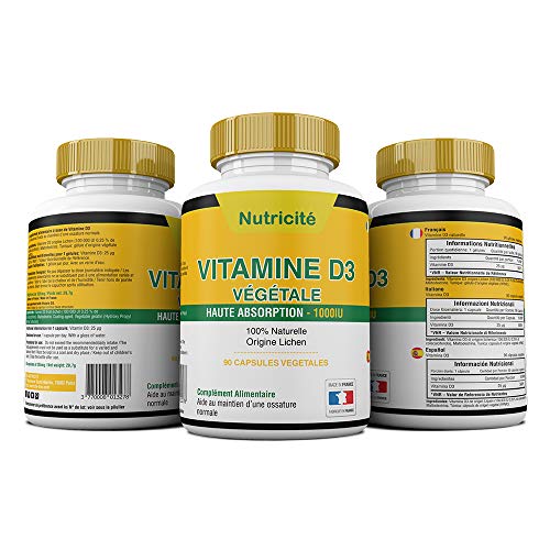 Vitamina d3 1000 ui de nutricite-bio - Alivia los dolores articulares y óseos - Estimula la energía y la moral - Un suplemento natural de vitamina D3
