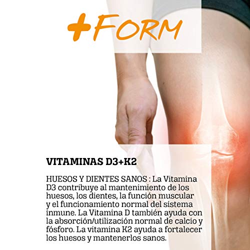 Vitamina D3 K2 | Silicio orgánico Para el mantenimiento de unos Huesos Fuertes y Sanos | Vit D3 K2 Para la correcta Absorción y Distribución del Calcio en Nuestro Organismo | 90 cáp + Form