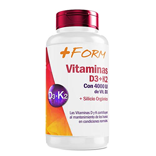 Vitamina D3 K2 | Silicio orgánico Para el mantenimiento de unos Huesos Fuertes y Sanos | Vit D3 K2 Para la correcta Absorción y Distribución del Calcio en Nuestro Organismo | 90 cáp + Form