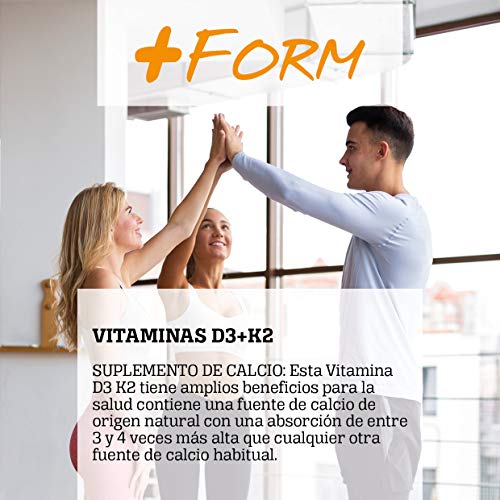 Vitamina D3 K2 | Silicio orgánico Para el mantenimiento de unos Huesos Fuertes y Sanos | Vit D3 K2 Para la correcta Absorción y Distribución del Calcio en Nuestro Organismo | 90 cáp + Form