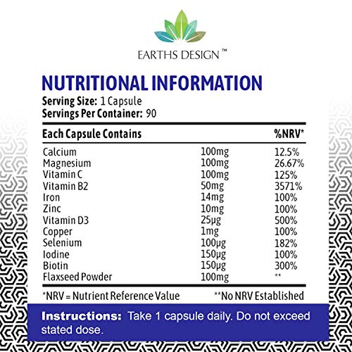 Vitaminas para Fertilidad - Suplemento Para Hombres y Mujeres - Con Zinc, Magnesio, Hierro, Calcio, Biotina, Vitamina B C D3-90 Tabletas (Suministro Para 3 Meses) de Earths Design