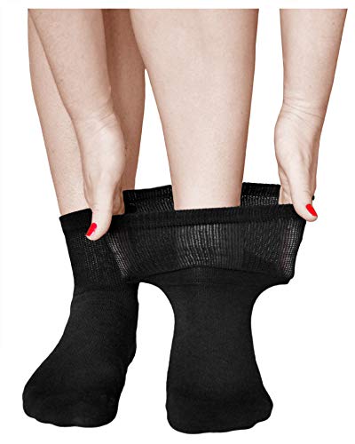 vitsocks Calcetines Acolchados Diabéticos Mujer (3 PARES) Pies Cansados Doloridos, negro, 39-42