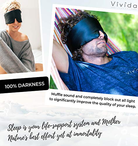 Vivida Lifestyle Antifaz para dormir de seda natural, 100% opaco, con tejido supersuave y respetuoso con la piel, ajuste universal con cómodo cierre ajustable, para hombre, mujer y niño, Negro