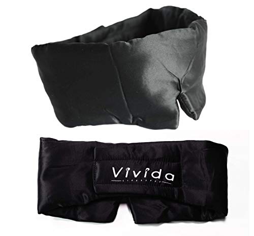 Vivida Lifestyle Antifaz para dormir de seda natural, 100% opaco, con tejido supersuave y respetuoso con la piel, ajuste universal con cómodo cierre ajustable, para hombre, mujer y niño, Negro