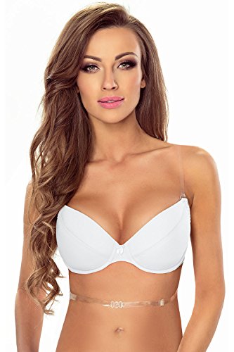 Vivisence Sujetador Push-Up con Tirantes Multiposición para Mujeres 1035, Blanco,85B