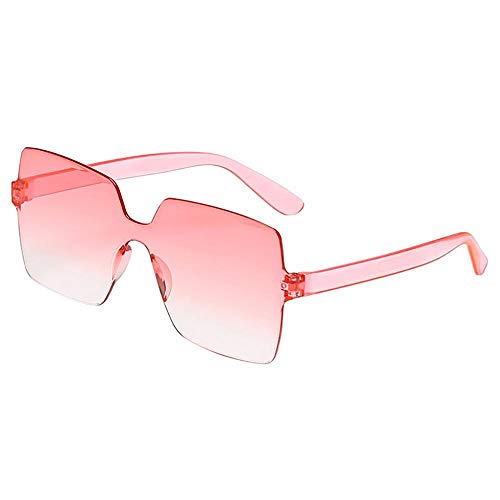 VJGOAL Gafas de sol cuadradas unisex sin montura Gafas de sol integradas de moda retro sexy Gafas de sol integradas Gafas sin marco de color caramelo para mujer