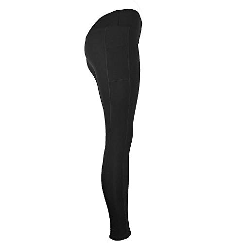 VJGOAL Moda Casual de Mujer Color sólido Cintura Alta Leggings Gimnasio Deportes Gimnasio Correr con Elasticidad Atlético Pantalones de Yoga(Large,Negro)