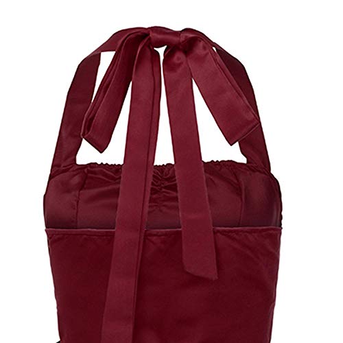 VJGOAL Mujer Primavera y Verano Moda Casual Sin Mangas Lunares Encaje Vintage Hepburn Columpio Cintura Alta Péndulo Grande Vestido Plisado Falda(Small,Vino Rojo)