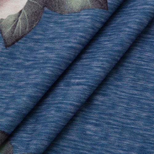 VJGOAL Mujeres Casual Fashion Loose v Cuello impresión Flor Top Blusa de Manga Larga Ladies Casual Tops Camiseta (S, X-Azul)