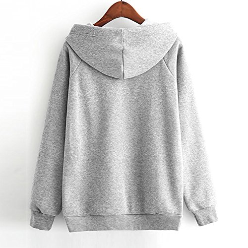VJGOAL Mujeres otoño Moda Casual Cartoon Print Manga Larga Sudadera con Capucha Pullover Blusa Tops Camisa(S,Gris)