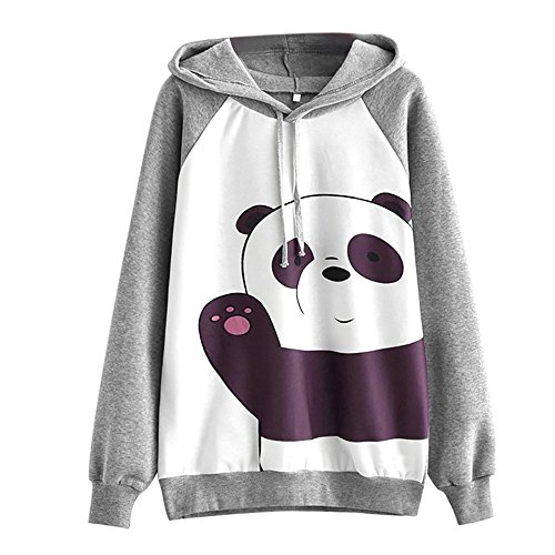 VJGOAL Mujeres otoño Moda Casual Cartoon Print Manga Larga Sudadera con Capucha Pullover Blusa Tops Camisa(S,Gris)