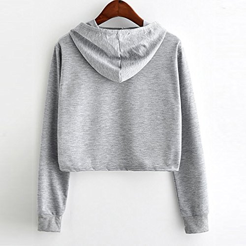 VJGOAL Mujeres otoño Moda Casual Dibujos Animados Lindo Panda Imprimir Costura Color sólido Sudadera Blusa de Manga Larga con Capucha Pullover Tops Camisa(S,Gris)