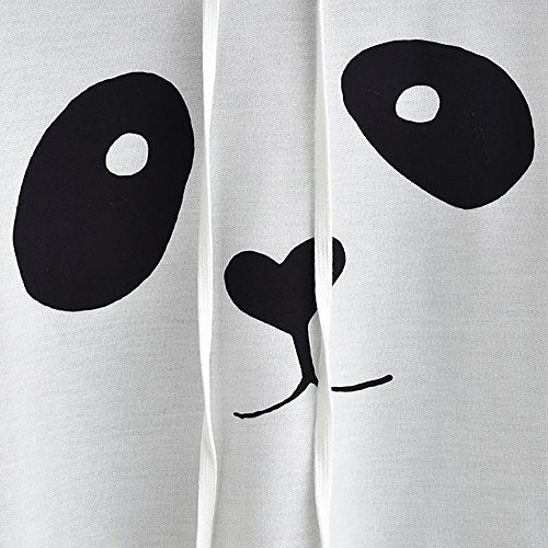 VJGOAL Mujeres otoño Moda Casual Dibujos Animados Lindo Panda Imprimir Costura Color sólido Sudadera Blusa de Manga Larga con Capucha Pullover Tops Camisa(S,Gris)
