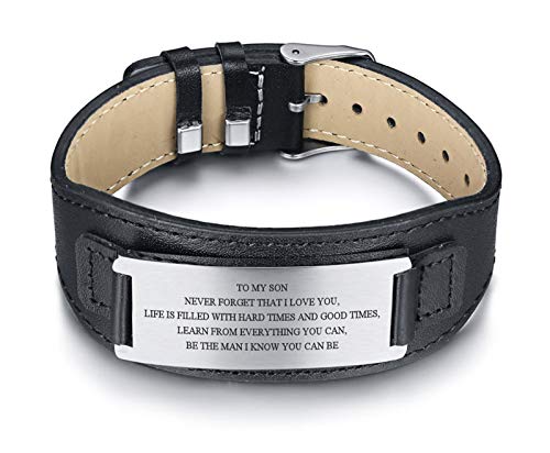 VNOX Acero Inoxidable para mi Hijo/Padre,Novio/Esposo Valor para el Hombre Pulsera Regalo de Cumpleaños para el Hijo Novio/Esposo/Padre