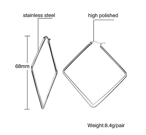 VNOX Pendientes de Aro de Geometría Minimalista Grande Cuadrado Ahuecado de Acero Inoxidable para Mujeres Niñas,Regalo para Mamá,Novia,Amigos,Hermanas