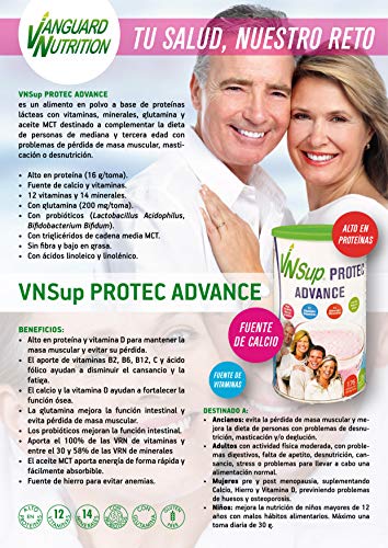 VNSup - Protec Advance | Suplemento Alimentario Batido de Proteínas Lácteas con Vitaminas Minerales Probioticos Glutamina y Aceite MCT, Sabor Vainilla