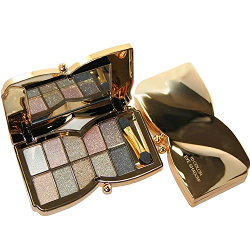 Vococal - 10 Colores Paleta de Sombra de Ojos de brillo de diamante/Fundación de Cosmética de Maquillaje con Stick de Maquillaje de doble-cara/Conjunto de herramientas de Belleza