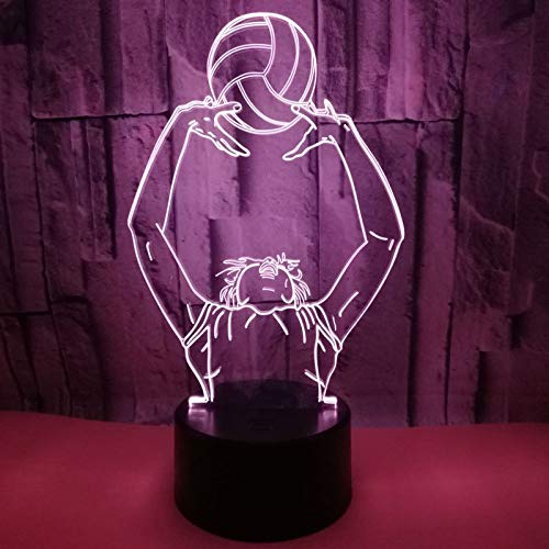 Voleibol Setter Shape Diseño 3D LED Night Light Home Decora 5 Colores Lámpara cambiante con Cargador USB Lámpara de Mesa de Dormitorio