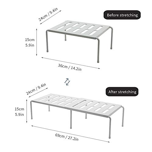 Volwco Estante expandible para Armario, retráctil, multifunción, para Almacenamiento de Cocina, baño, Almacenamiento de Maquillaje, Escritorio, diseño de Rejilla, Puede drenar