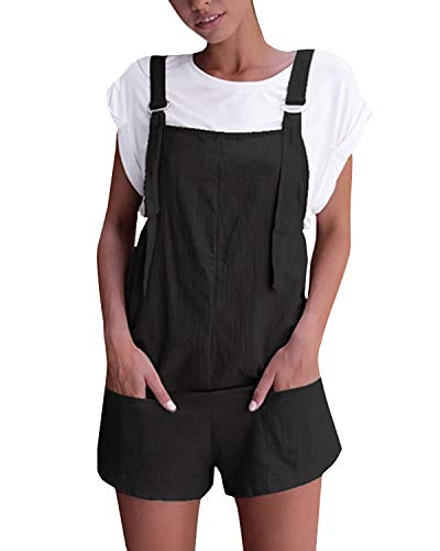 VONDA - Mono de verano sin mangas, corto con cuello en V, para mujer Negro B-negro S