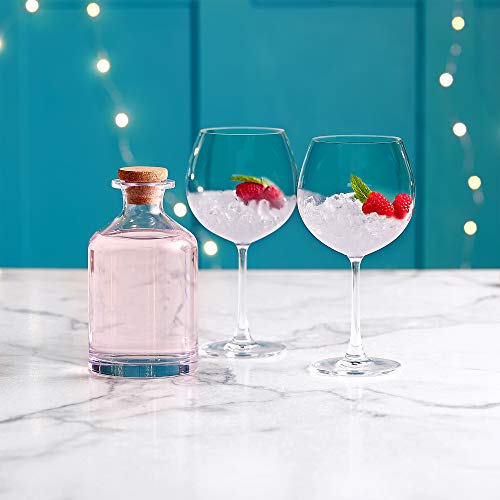 VonShef Jarra Licorera de Ginebra de Vidrio y 2 Copas de Globo – Gin y Tonic Juego de Coctelería - Ideal para Navidad o Regalo de inauguración de casa