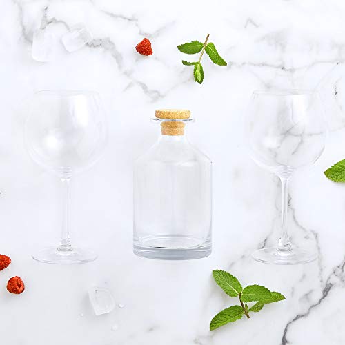 VonShef Jarra Licorera de Ginebra de Vidrio y 2 Copas de Globo – Gin y Tonic Juego de Coctelería - Ideal para Navidad o Regalo de inauguración de casa