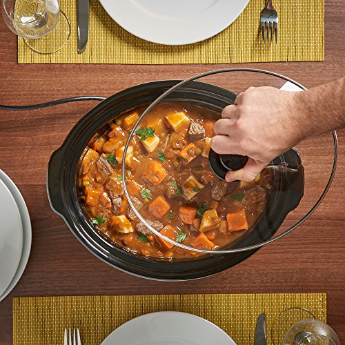 VonShef Olla De Cocción Lenta de 6,5L De Acero Inoxidable - Plato Desmontable del Horno A La Mesa Y Tapa De Vidrio Endurecido – Sirve hasta 8 Personas