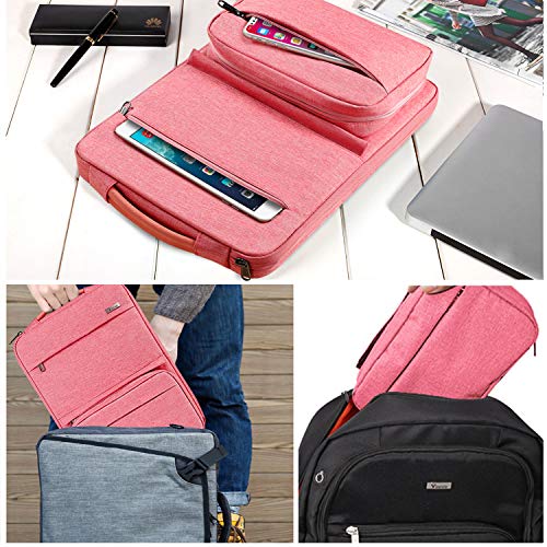 Voova 13 13.3 13.5 Pulgadas Funda Portátil,Bolsillo de Accesorios para Impermeable Funda Ordenador Portátil,para Chromebook,MacBook Pro/MacBook Air 13",Surface Book 2,XPS 13, para Señora,Rosado