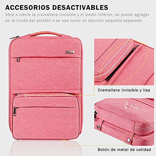 Voova 13 13.3 13.5 Pulgadas Funda Portátil,Bolsillo de Accesorios para Impermeable Funda Ordenador Portátil,para Chromebook,MacBook Pro/MacBook Air 13",Surface Book 2,XPS 13, para Señora,Rosado