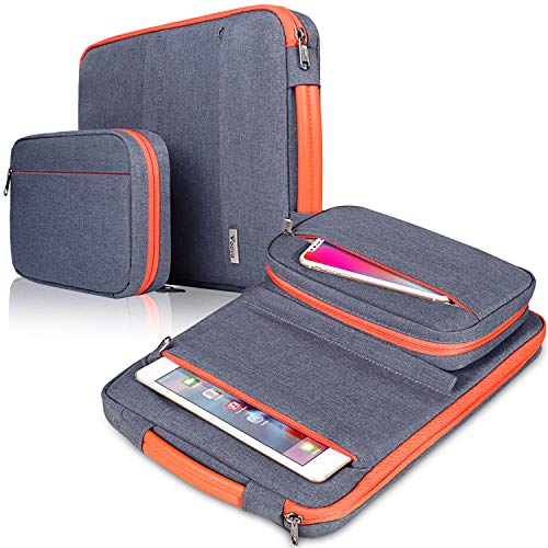 Voova 14 15 15.6 Pulgadas Funda Portátil con Bolsillo de Accesorios,Diseño Especial Impermeable Funda Protectora,Compatible con MacBook Pro Retina 15",Chromebook,XPS 15”,Surface Laptop 3, Gris Oscuro