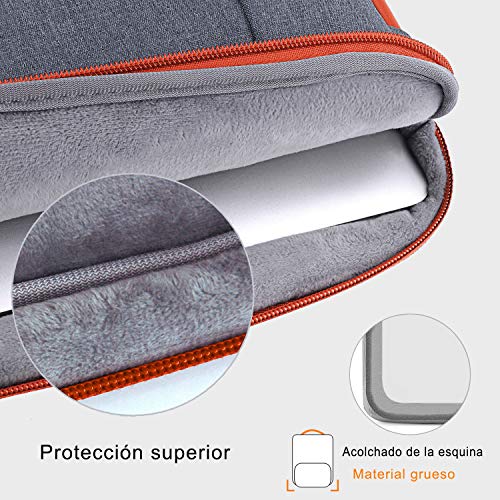 Voova 14 15 15.6 Pulgadas Funda Portátil con Bolsillo de Accesorios,Diseño Especial Impermeable Funda Protectora,Compatible con MacBook Pro Retina 15",Chromebook,XPS 15”,Surface Laptop 3, Gris Oscuro