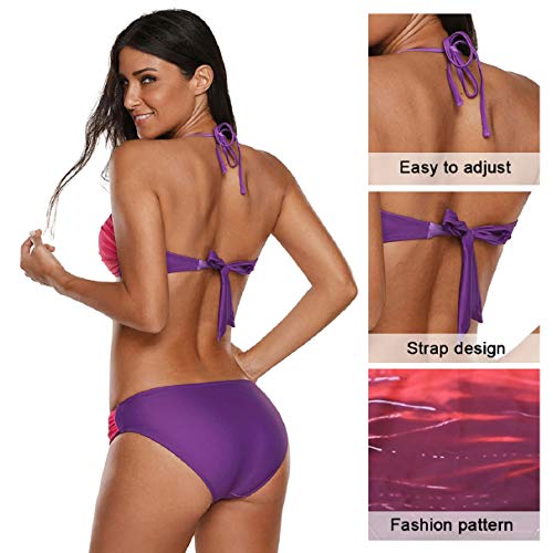 Voqeen Bikinis Mujer Push Up Bikinis 2020 Bandeau Top Traje de Baño Mujer Sexy Conjuntos de Bikini Reversibles 2pcs Halter Cuello Bikini