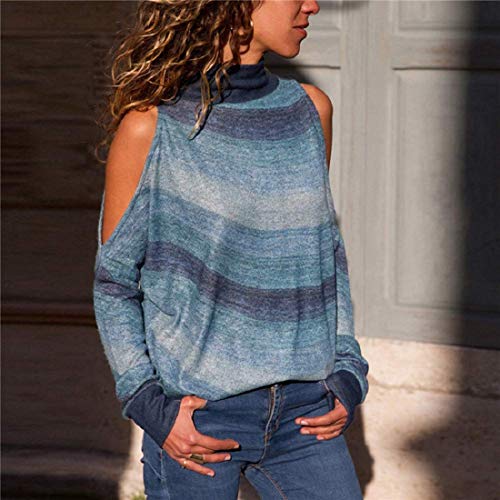 Voqeen Blusa y Camisa Mujer Manga Larga Hombro sin Tirantes Arriba Camisetas Mujer Manga Larga (M=EU36, Verde)