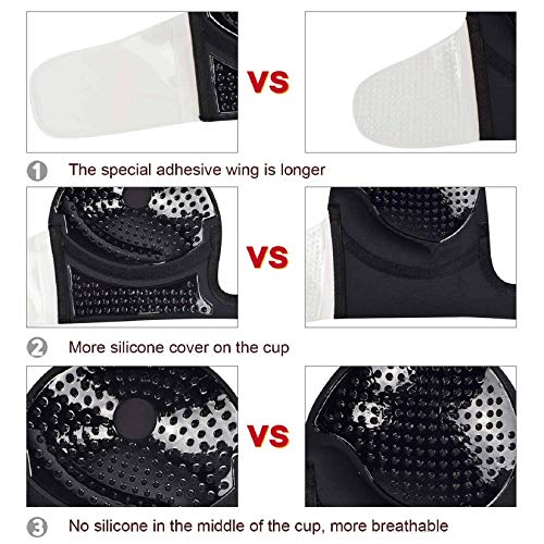 Voqeen Mujer Ujetadores Silicona Sujetador Adhesivo Invisibles Adhesivo Pegatina en el Pecho Profesional Push Up De Sujetador Adhesivo Reutilizable Bra (A, Negro)