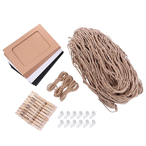 VORCOOL 30pcs Red de Pesca Mediterráneo Estilo Decoración con Marco de Foto Papel Decoración de Pared