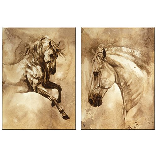 VORCOOL Óleo Lienzo Pintura Arte de La Pared Sin Marco Dos Paneles Caballo Cuadros Decorativos Modernos Pinturas Al Óleo Abstracta para el Hogar Sala de Estar Dormitorio Decoración 50x70 cm