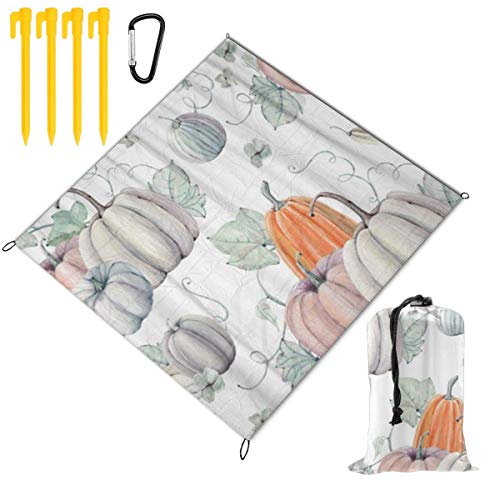 VORMOR Manta de Picnic,Calabazas de Acuarela Receta de diseño de Halloween de Acción de Gracias,Mantas de Playa al Aire Libre Impermeable Impermeable Estera para Acampada