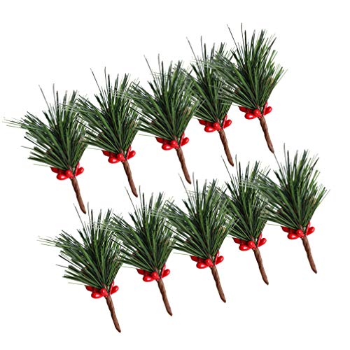 Vosarea - 10 Ramas de Pino Artificial con piñas y Bolas de Agujas de Pino, árbol de Navidad, Accesorios para Manualidades para decoración navideña y la casa y el jardín