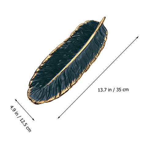 VOSAREA Bandeja de cerámica Bandeja de Plato de Hoja de plátano Plato Decorativo