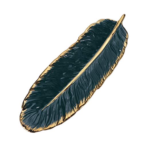 VOSAREA Bandeja de cerámica Bandeja de Plato de Hoja de plátano Plato Decorativo